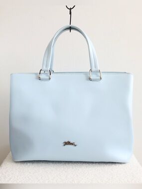Longchamp Honore Leather Tote Baby Blue